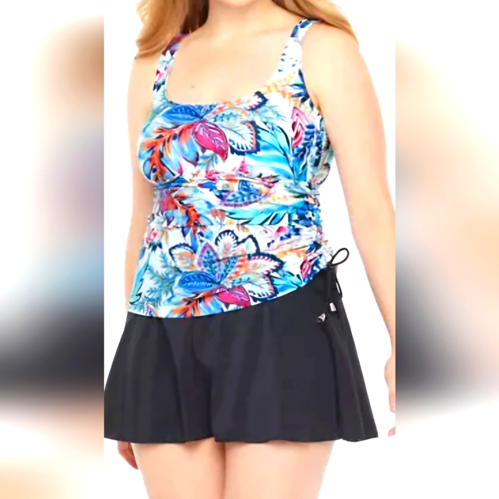 Azul by Maxine Holly Paisly & Floral Swim Dress, Size 20 W Tall,Style #OJL2K77W